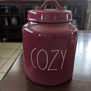 Rae dunn Large canister burgund/wine color